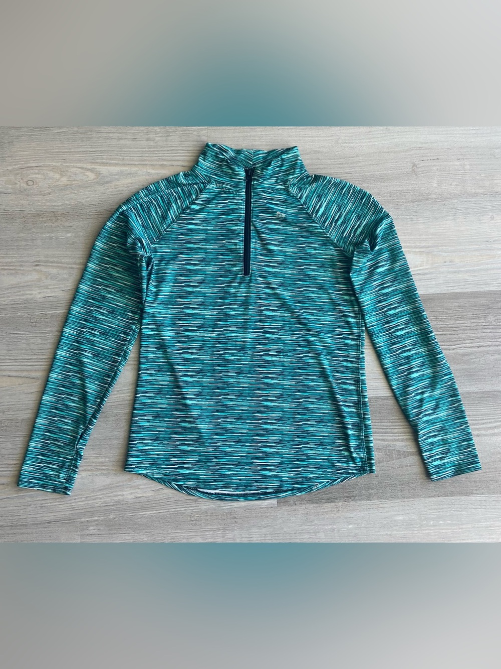 Justice Girls Teal Space-Dye Quarter-Zip Athletic Pullover Size 12